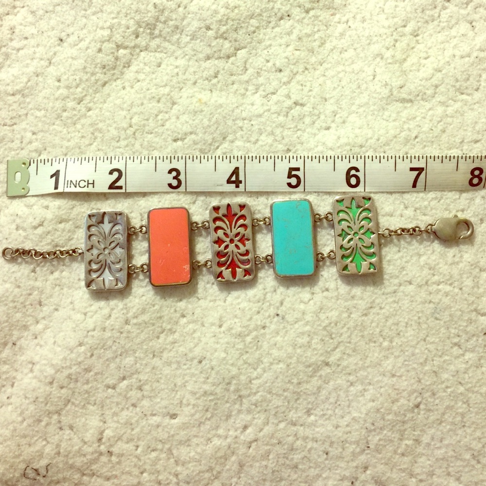 Silver bracelet with semi-precious stones